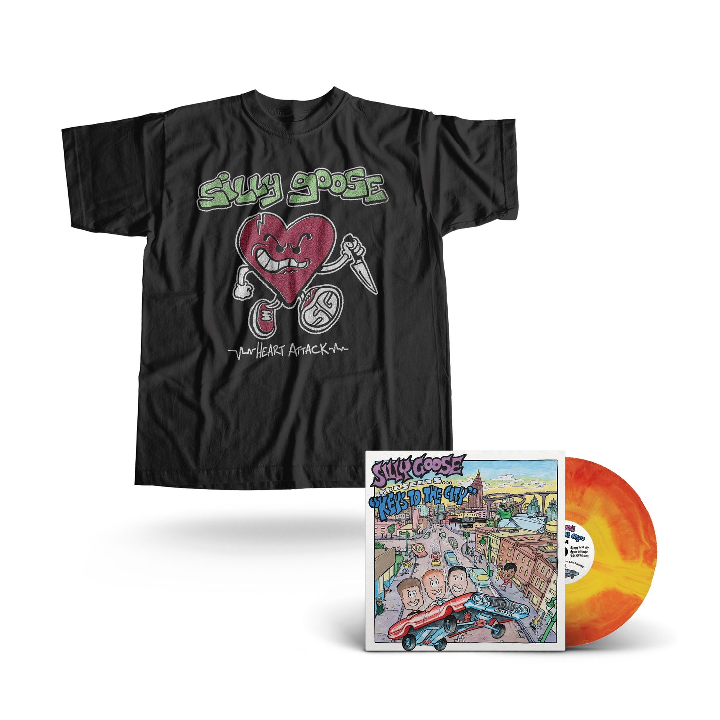 Heart Attack Shirt + Orange Galaxy Vinyl Bundle